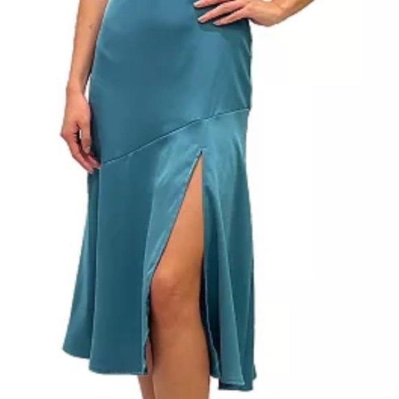 Sam Edelman One Shoulder Front Slit Midi Cocktail Dress in Pretty Pink - Picture 5 of 9